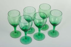 Per Lütken for Holmegaard. Kirsten Piil series. 6 Wine Glasses in green glass.