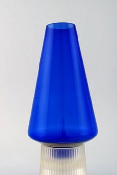 Per Lütken for Holmegaard. Rare "Hygge" Lamp for Candles in Blue