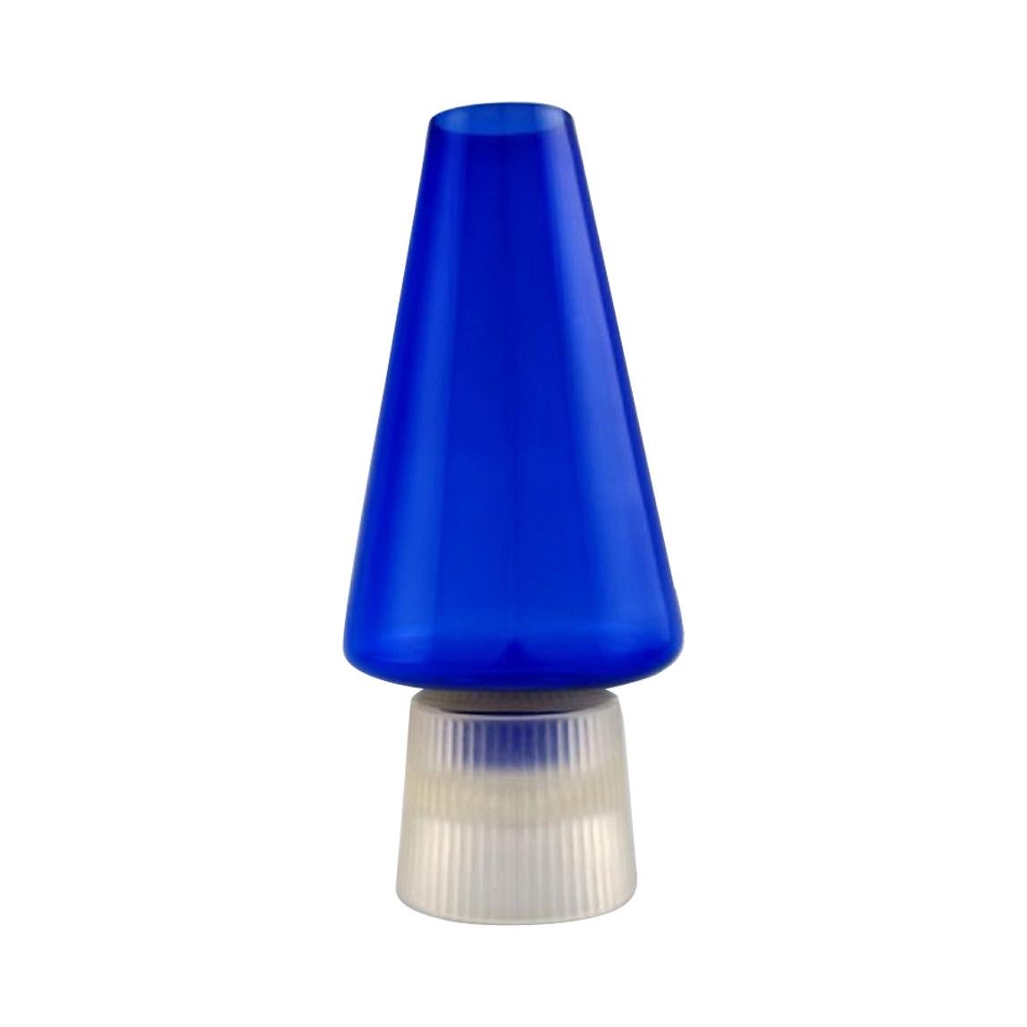 Per Lütken for Holmegaard. Rare "Hygge" Lamp for Candles in Blue For Sale