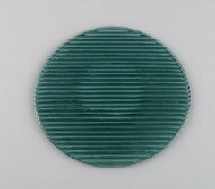 Per Lütken for Holmegaard, Six "Buffet" Plates in Blue-Green Art Glass