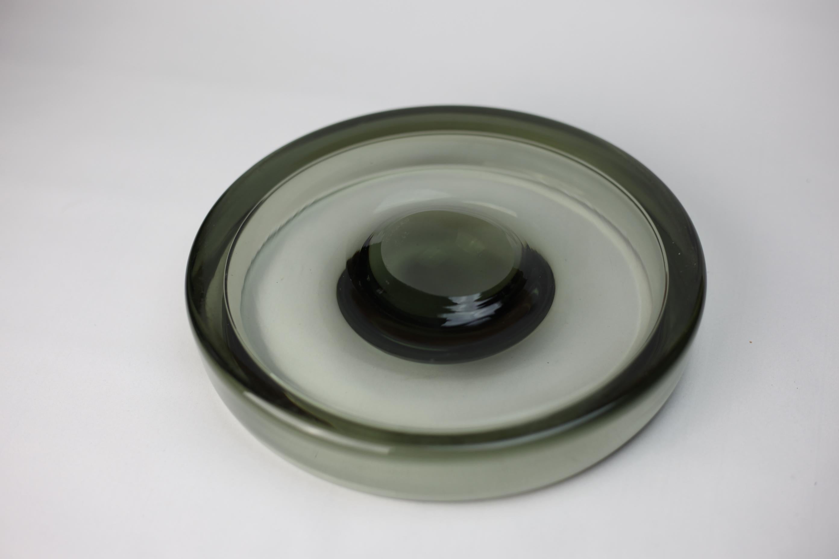 Blown Glass Black signed  'Safir' Glass Bowl By Per Lütken For Holmegaard For Sale