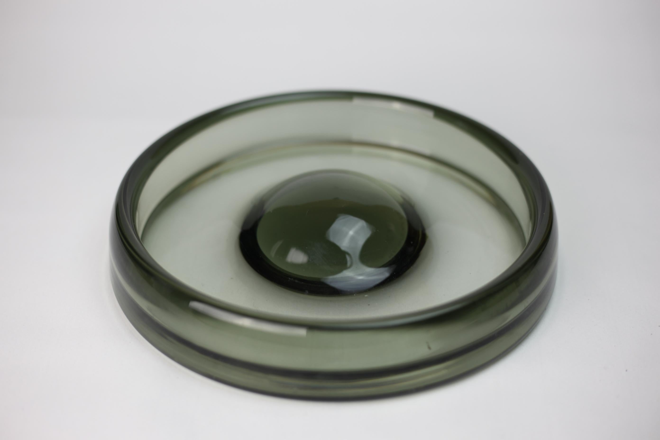 Mid-Century Modern Black signed  'Safir' Glass Bowl By Per Lütken For Holmegaard For Sale