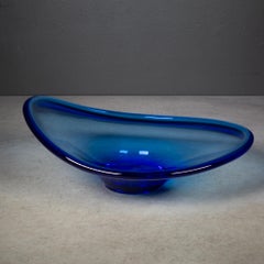 Per Lütken für Holmegaard Stil Blaue Glasschale um 1950