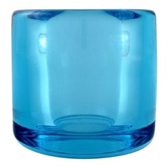 Per Lütken for Holmegaard, Turquoise Vase in Mouth-Blown Art Glass, 1960s