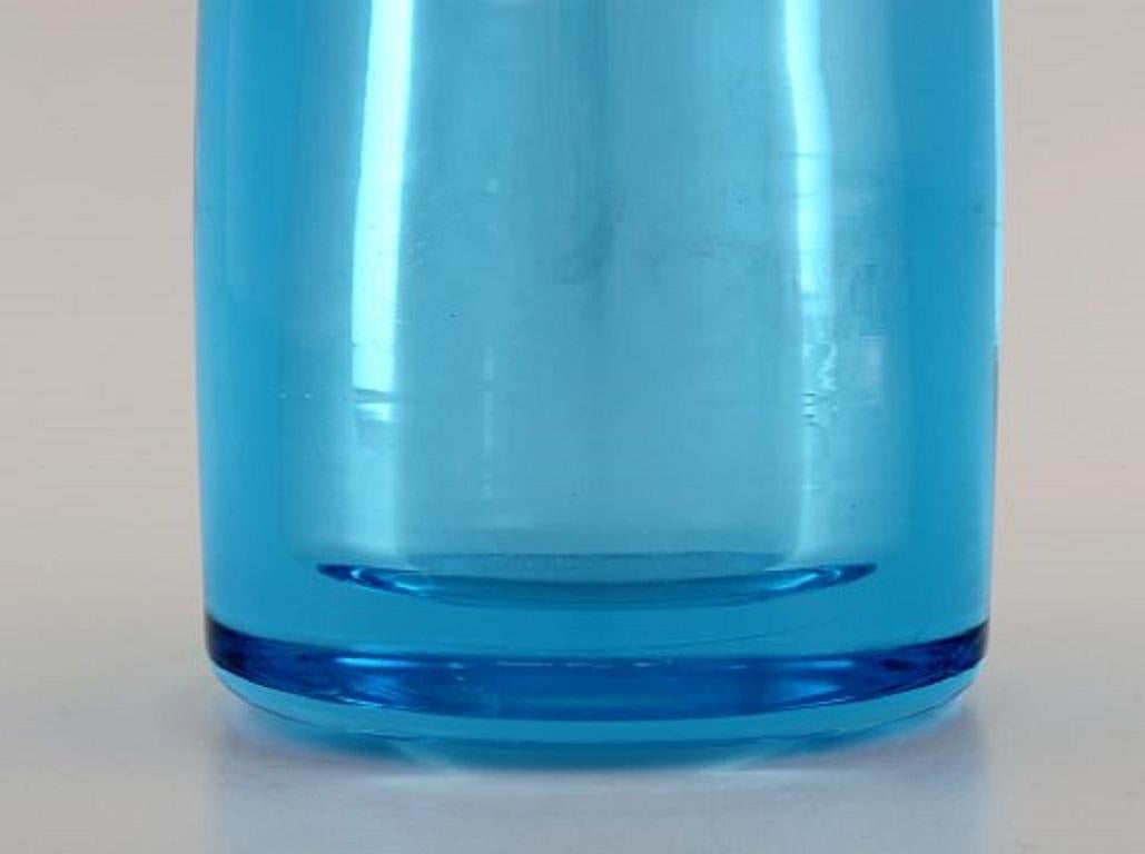 Scandinavian Modern Per Lütken for Holmegaard, Turquoise Vase in Mouth-Blown Art Glass For Sale