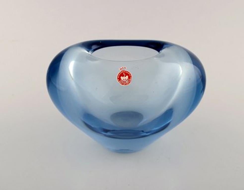 Scandinavian Modern Per Lütken for Holmegaard. Vase in Blue Art Glass, Dated 1961