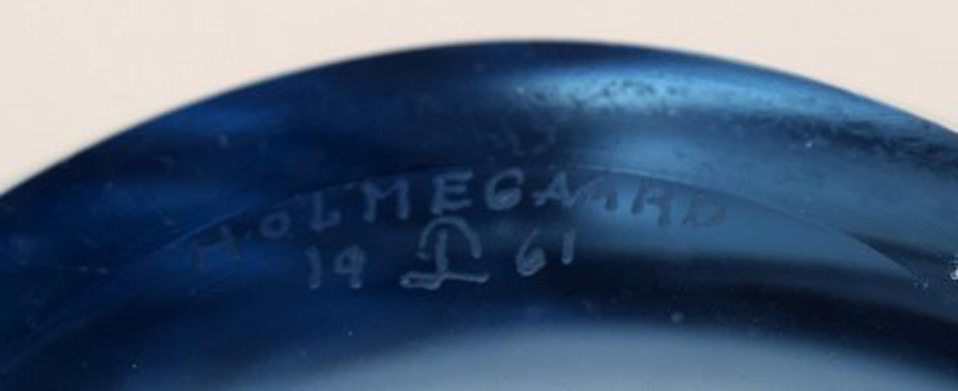 Mid-20th Century Per Lütken for Holmegaard. Vase in Blue Art Glass, Dated 1961