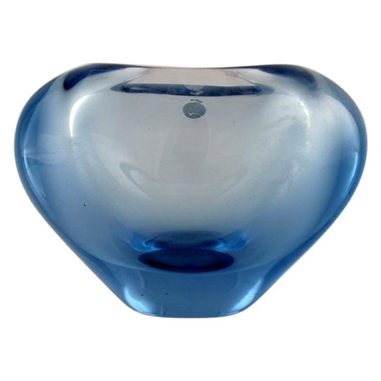 Per L�ütken for Holmegaard. Vase in Blue Art Glass, Dated 1961
