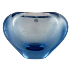 Per Lütken for Holmegaard. Vase in Blue Art Glass, Dated 1961