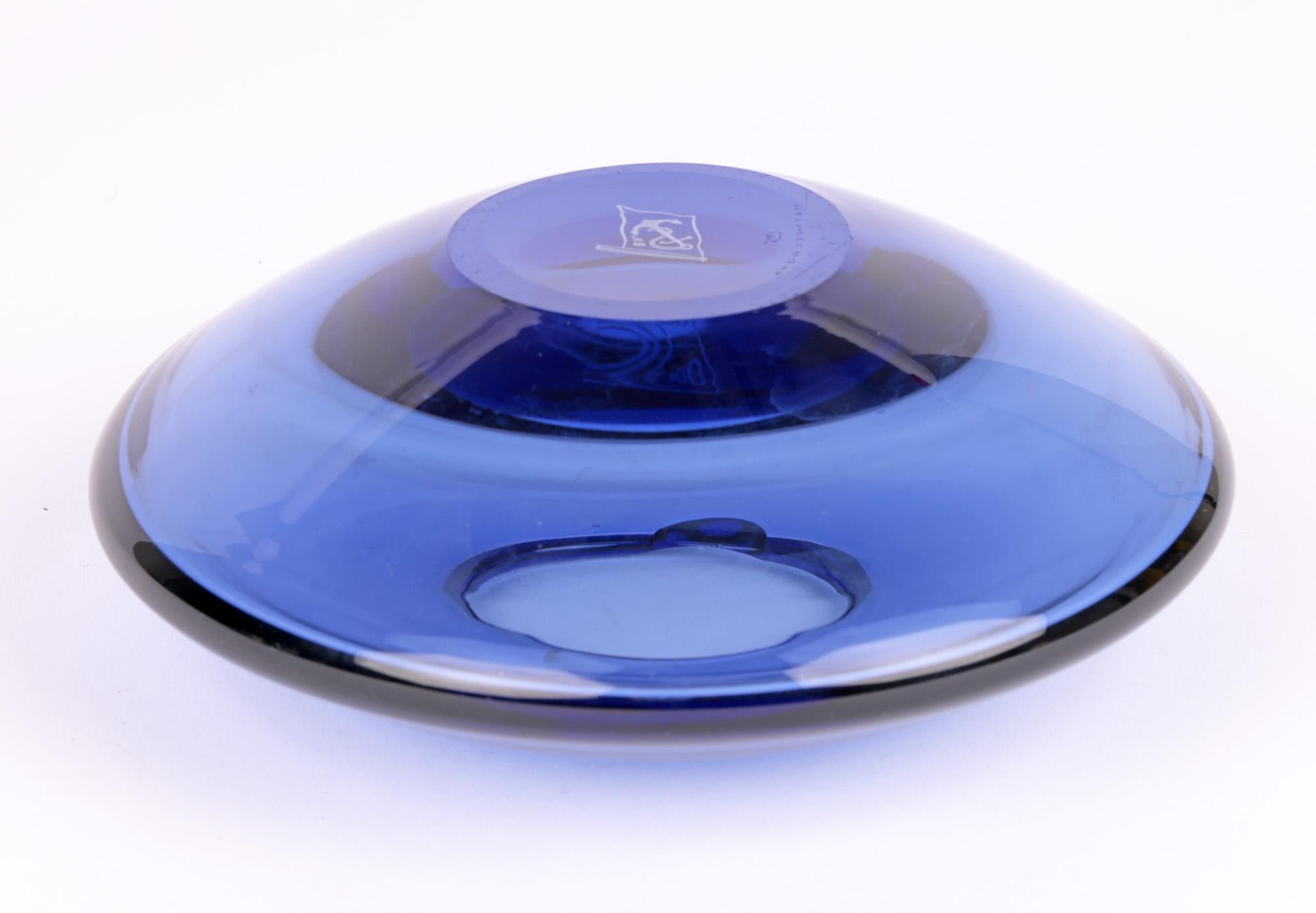 Per Lütken Holmegaard Danish Atomic Spaceship Blue Glass Ashtray For Sale 3