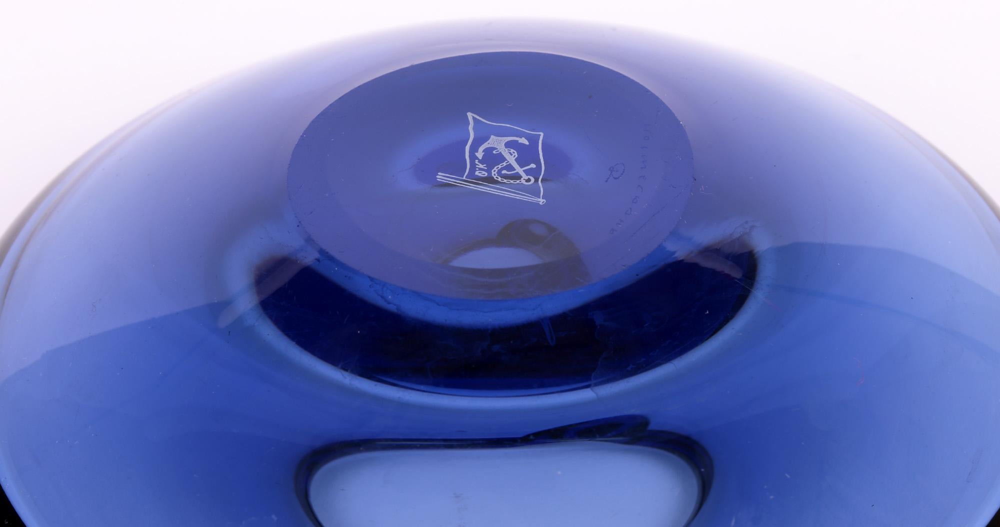 Per Lütken Holmegaard Danish Atomic Spaceship Blue Glass Ashtray For Sale 4