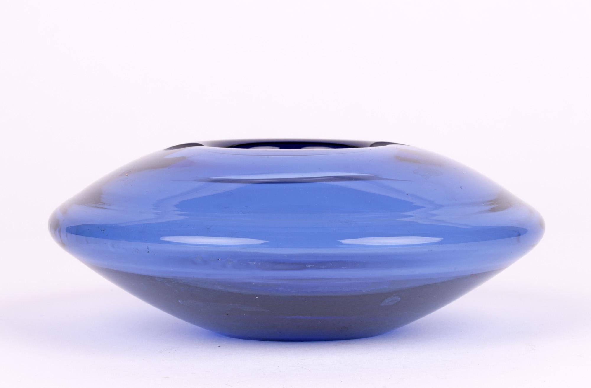 Per Lütken Holmegaard Danish Atomic Spaceship Blue Glass Ashtray For Sale 2