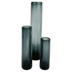 Per Lutken Holmegaard Glass Denmark Smoked Glasss Vases, Set of Three (3)