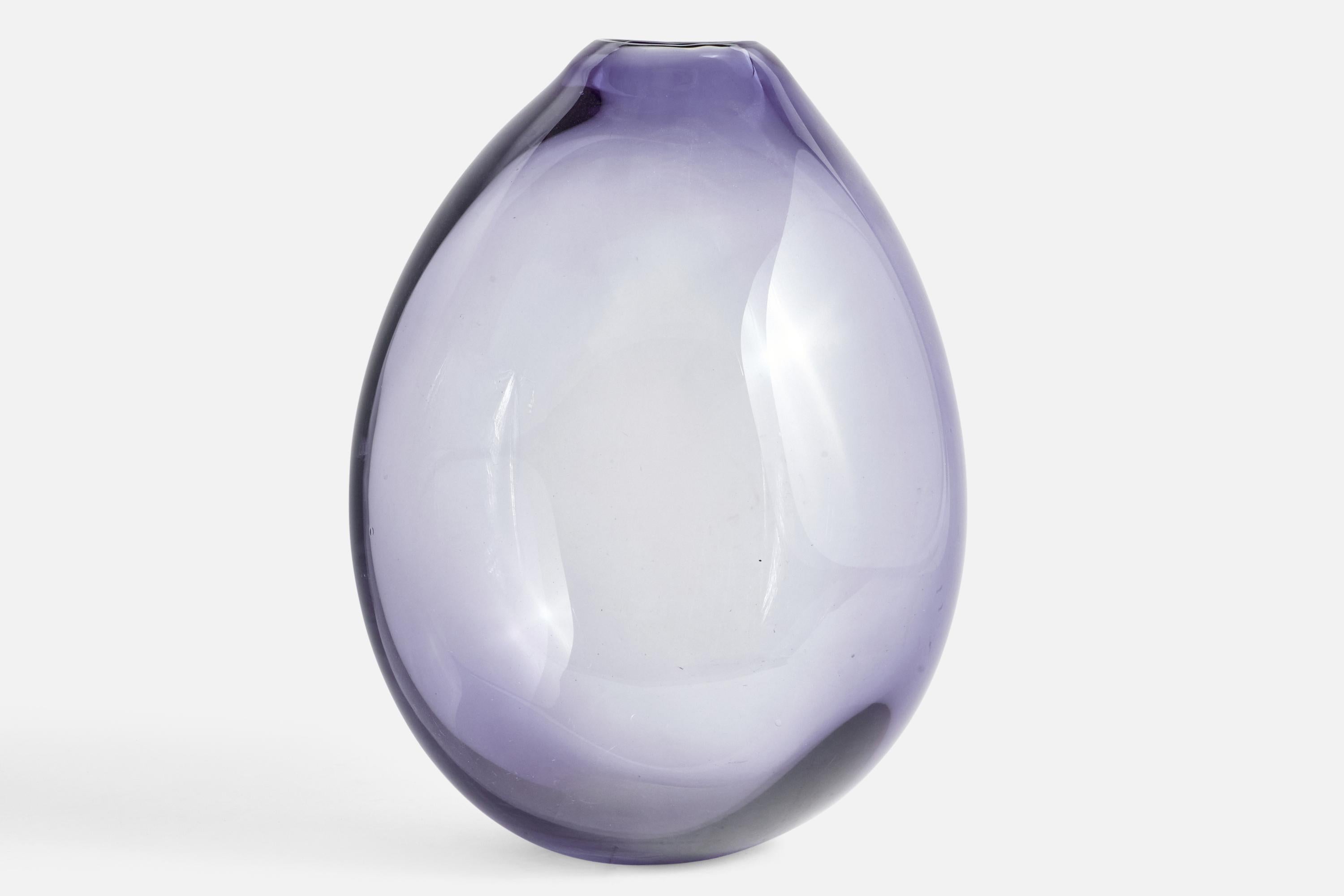 A large purple-coloured blown glass 