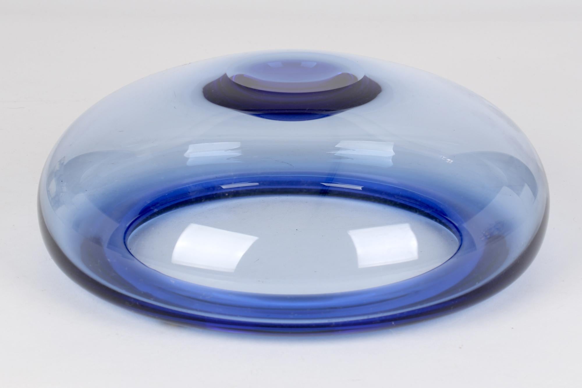 Per Lütken Mid-Century Holmegaard Blue Glass Bowl for Royal Copenhagen 1
