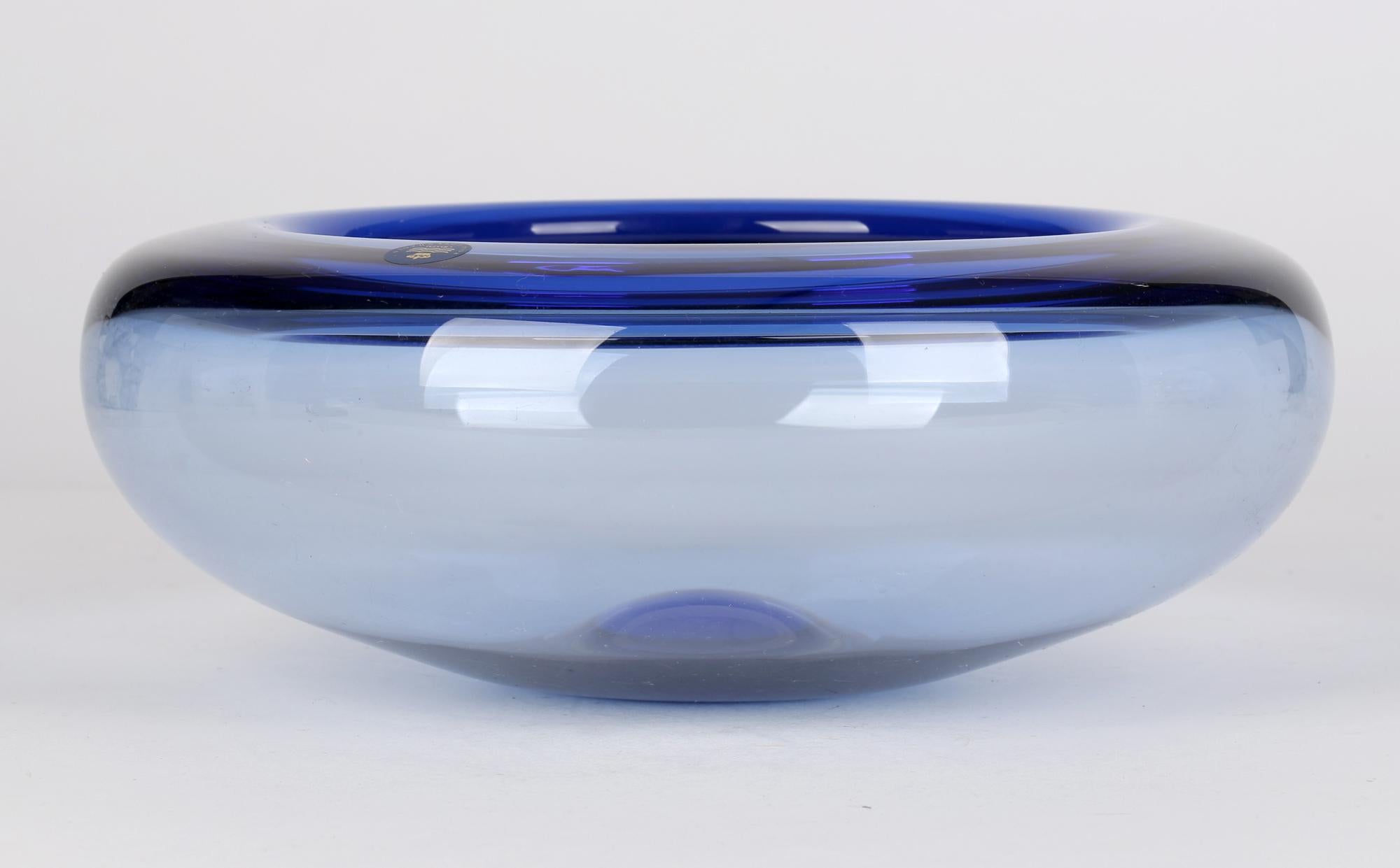 Per Lütken Mid-Century Holmegaard Blue Glass Bowl for Royal Copenhagen 4