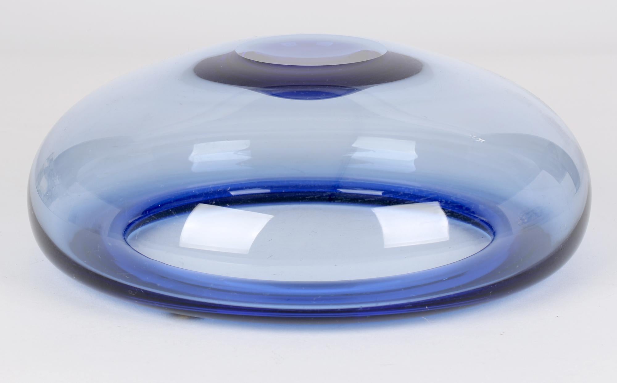 Danish Per Lütken Mid-Century Holmegaard Blue Glass Bowl for Royal Copenhagen