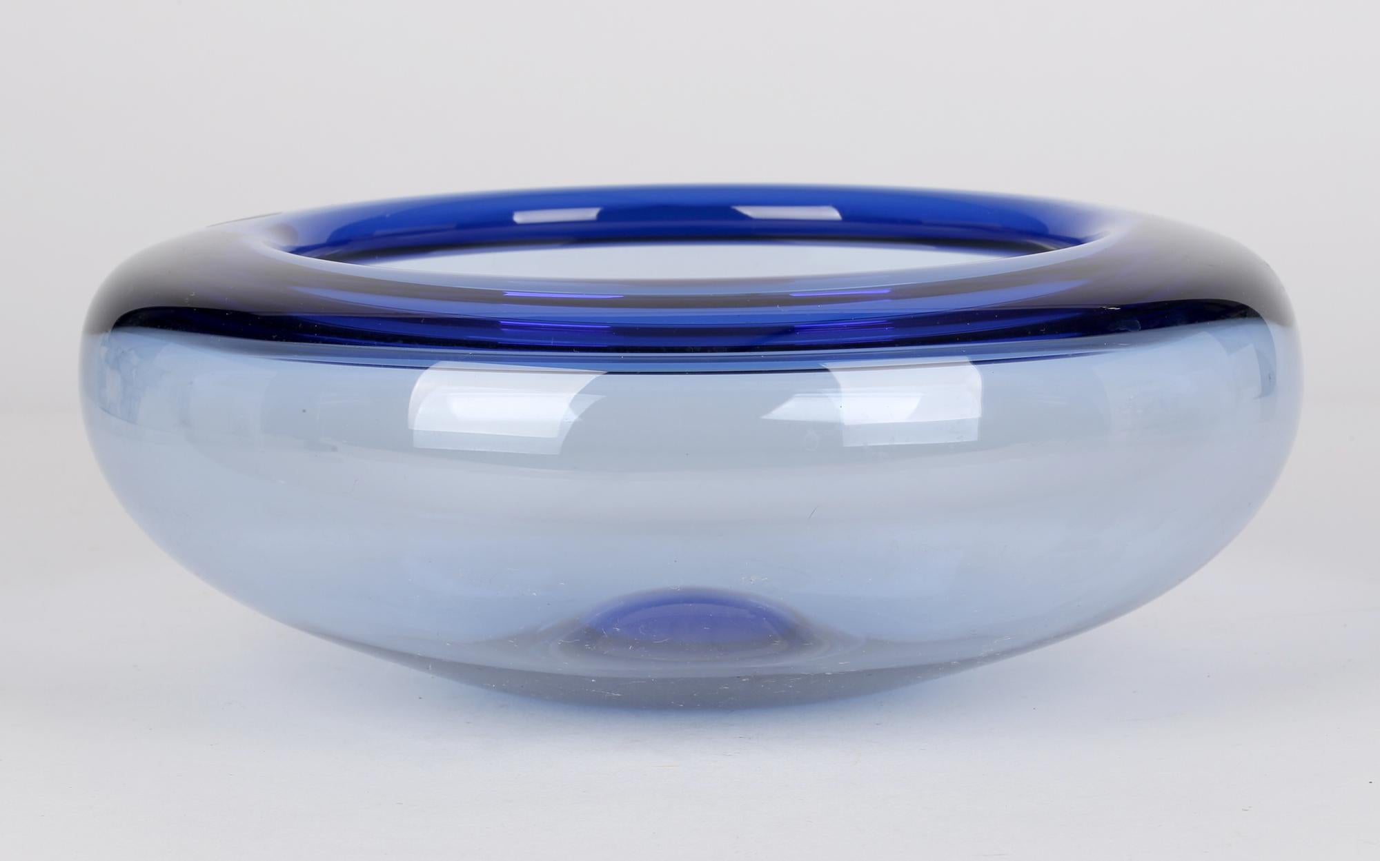 Per Lütken Mid-Century Holmegaard Blue Glass Bowl for Royal Copenhagen In Good Condition In Bishop's Stortford, Hertfordshire