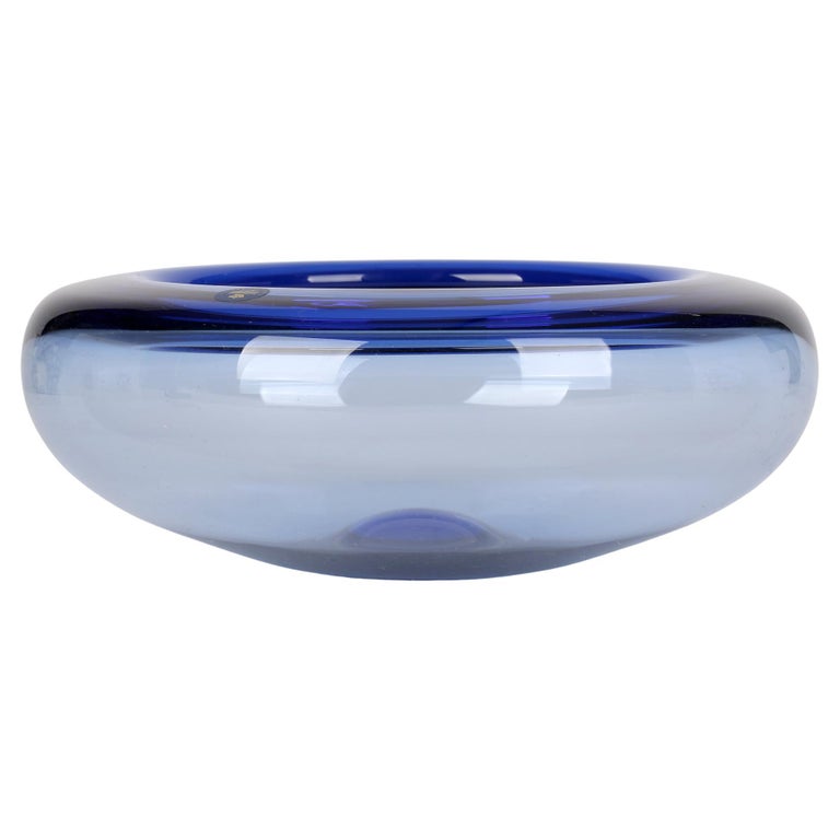 Per Lütken Mid-Century Holmegaard Blue Glass Bowl for Royal Copenhagen For  Sale at 1stDibs