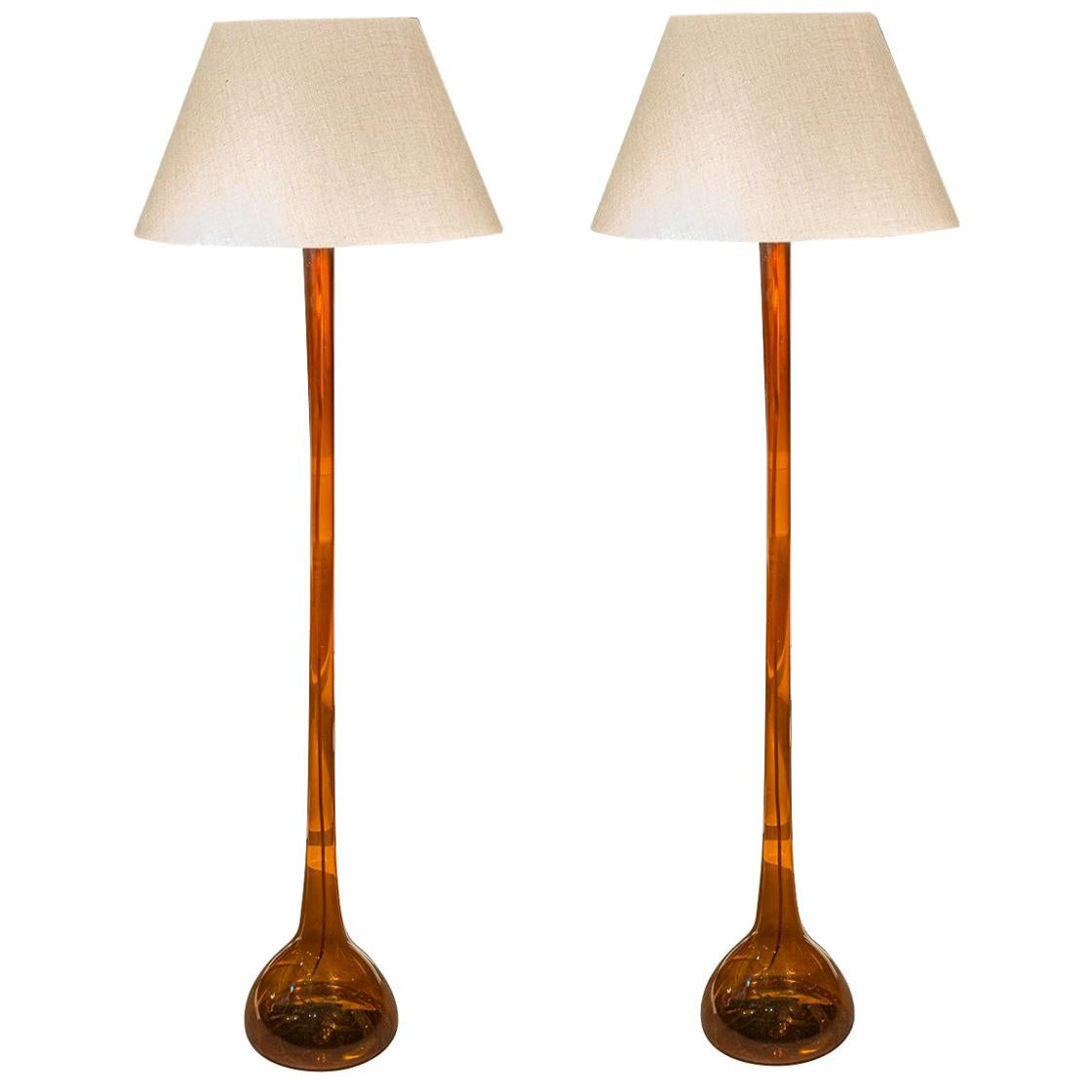 Per Lutken, Pair of Floor Lamps, Holmegaard, Denmark, circa 1950