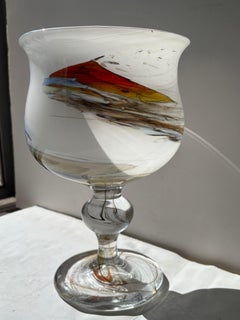Per Lutken rare large glass footed bowl stemmed vase , Cascade for Holmegaard