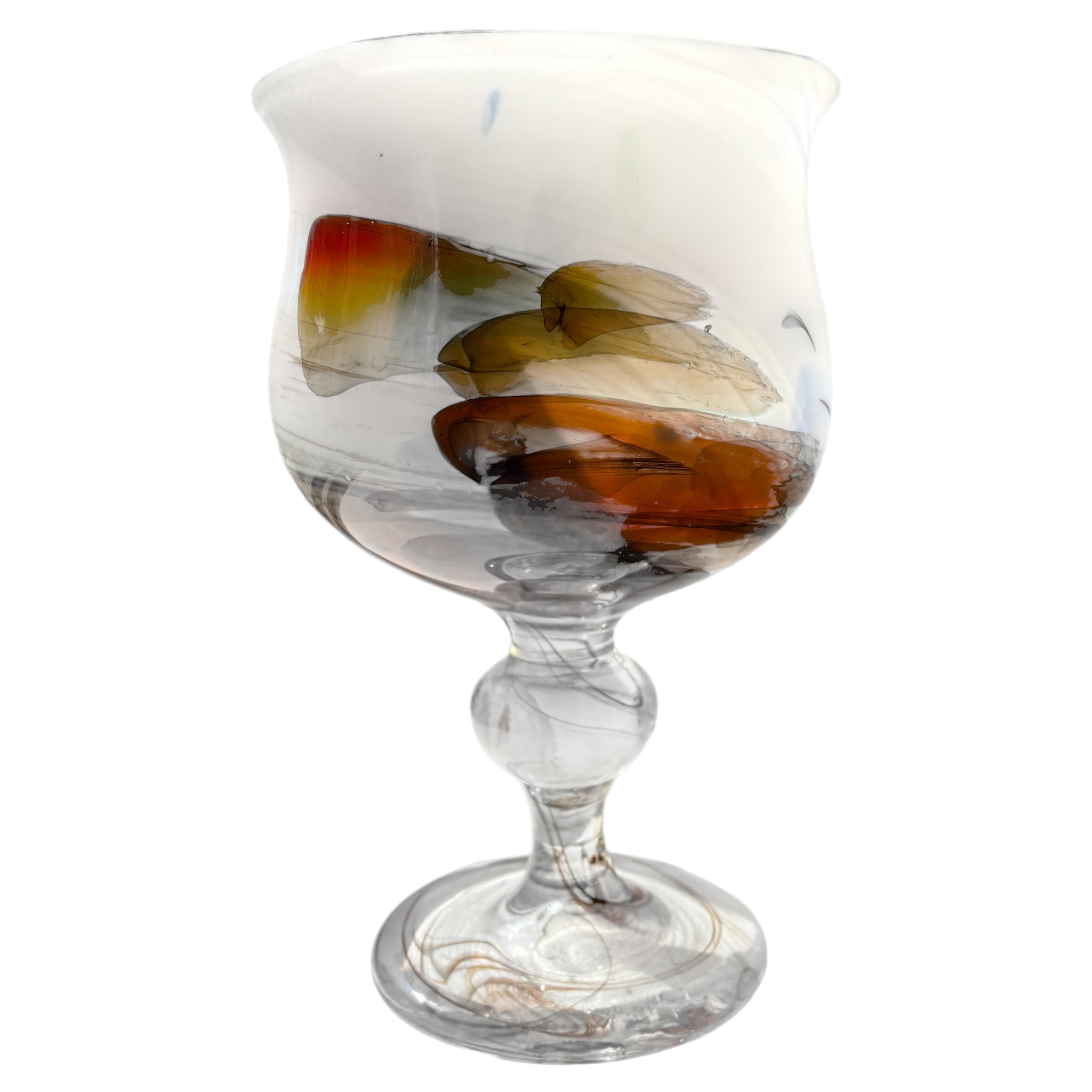 Per Lutken rare large glass footed bowl stemmed vase , Cascade for Holmegaard For Sale