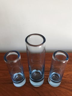 Vasi di vetro scandinavi di metà secolo in azzurro di Per Lutken, Holmegar, anni '60