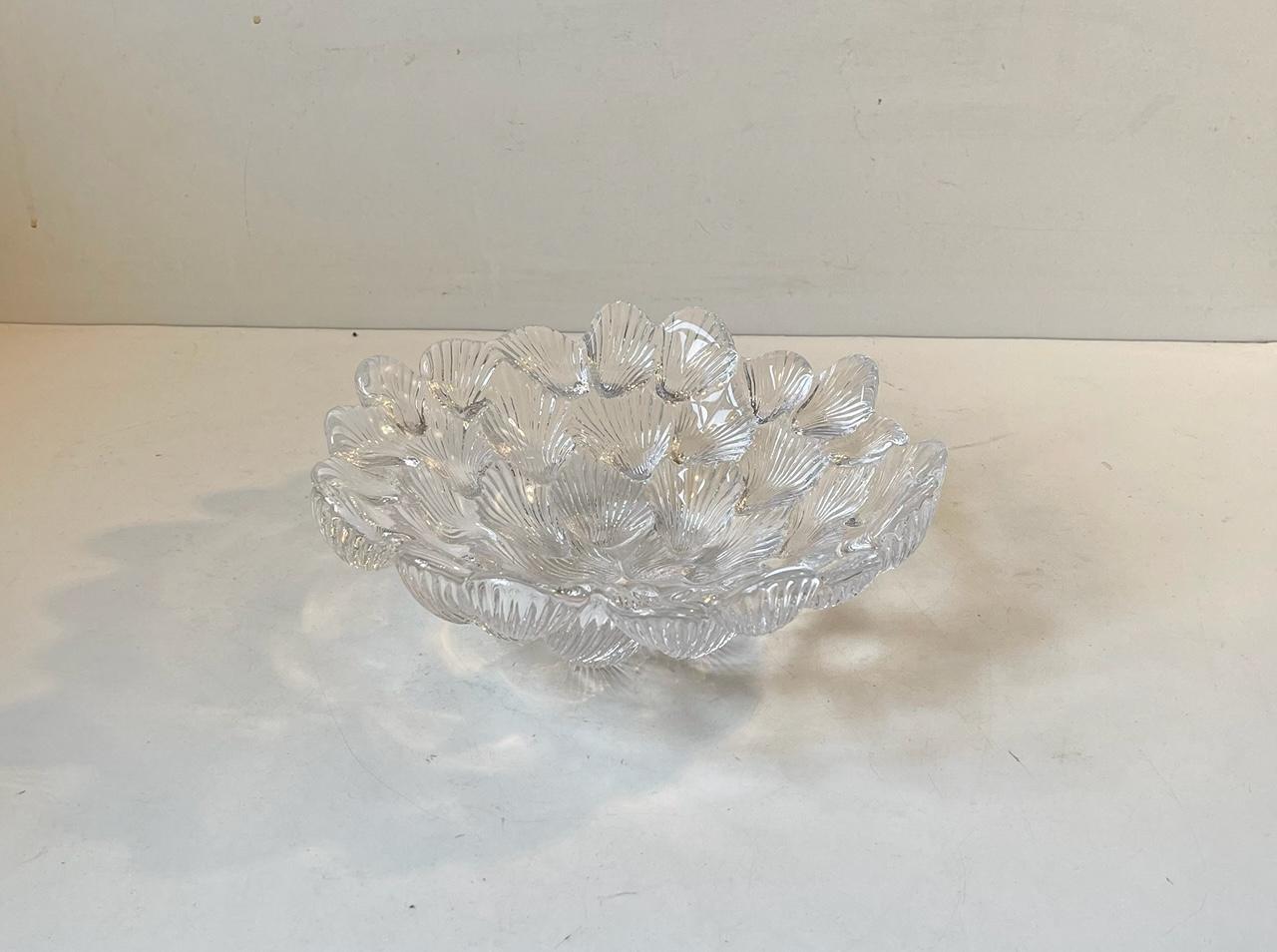 Modern Per Lütken Sculptural Heart Clam Glass Bowl for Royal Copenhagen For Sale