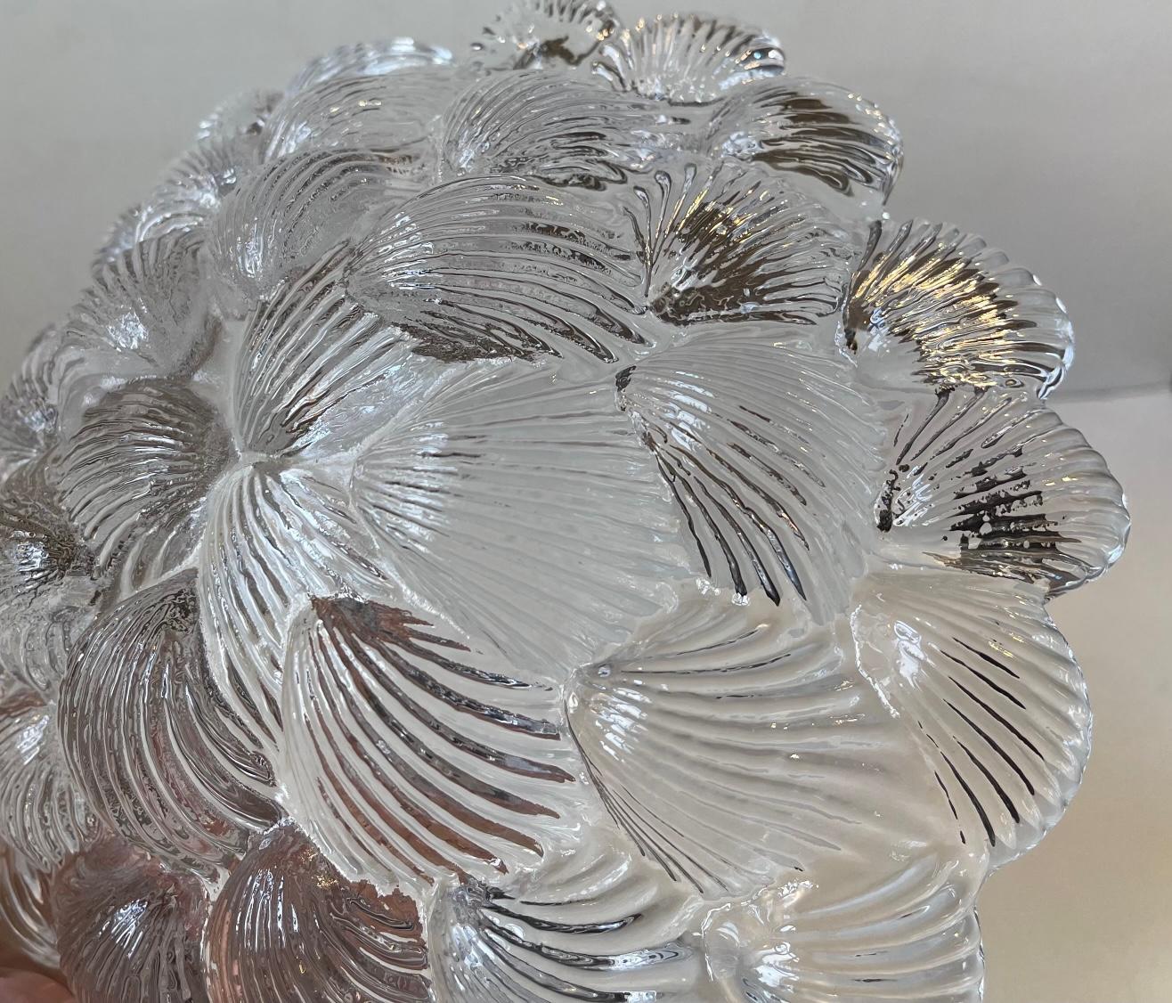 Danish Per Lütken Sculptural Heart Clam Glass Bowl for Royal Copenhagen For Sale