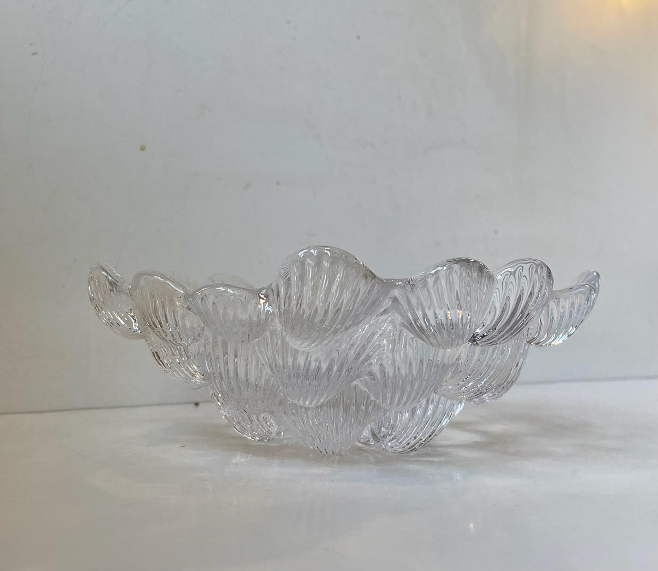 Machine-Made Per Lütken Sculptural Heart Clam Glass Bowl for Royal Copenhagen For Sale