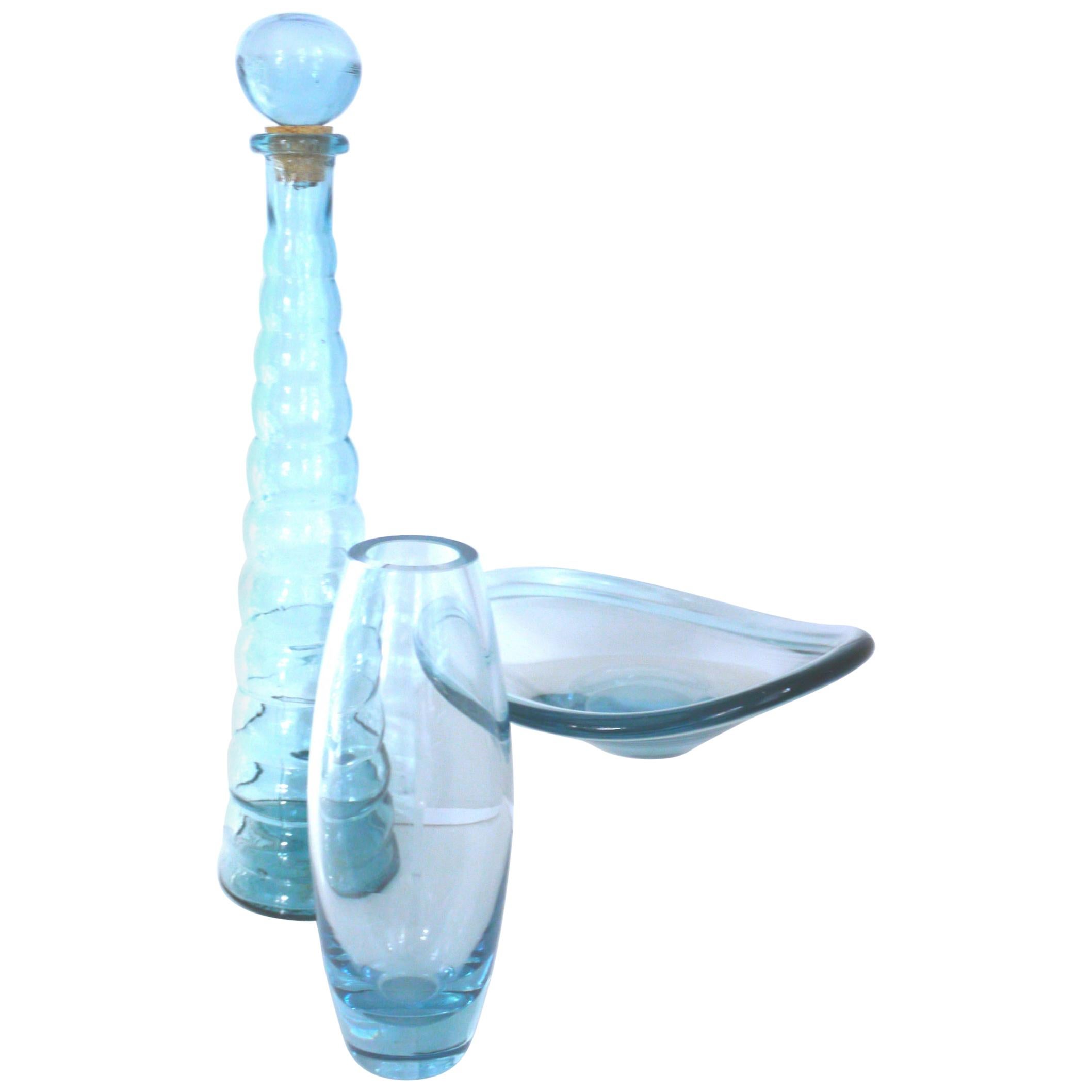 Per Lütken 'Selandia' Dish’ 'Torpedo' Vase and Unusual Empoli Genie Bottle 1960s For Sale