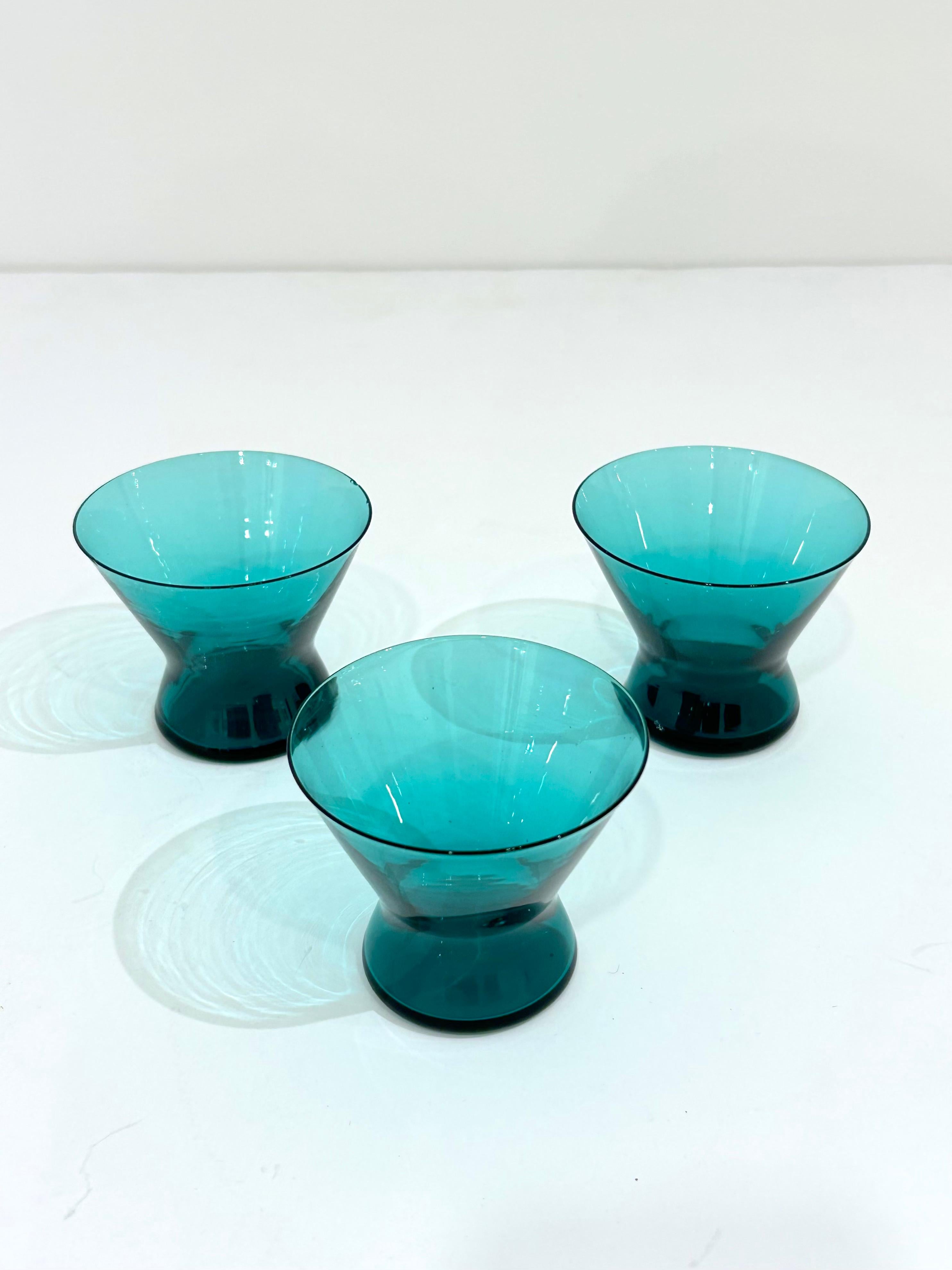 Mid-Century Modern Per Lutken Set of 3 Minimalist Cocktail Glasses For Sale