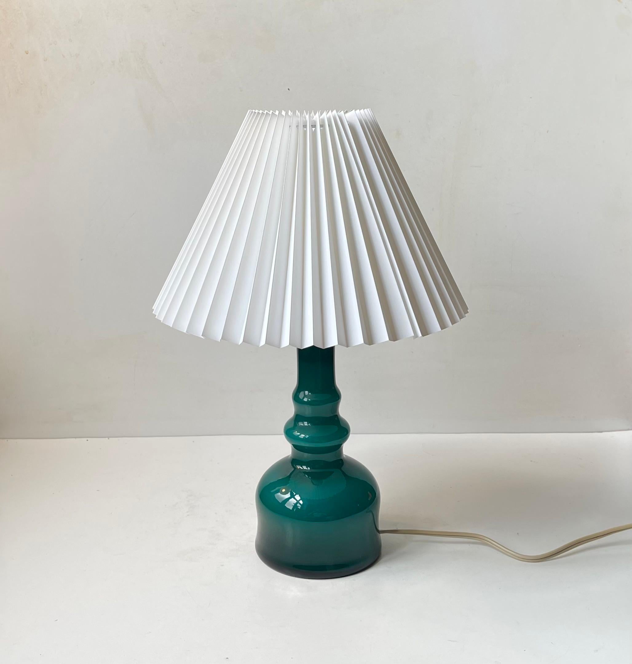 Danish Per Olaf Ström Cased Teal Green Midcentury Table Lamp for Alsterfors, 1960s