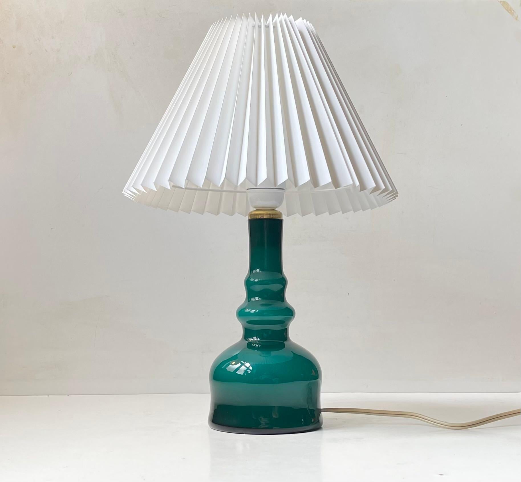 Blown Glass Per Olaf Ström Cased Teal Green Midcentury Table Lamp for Alsterfors, 1960s