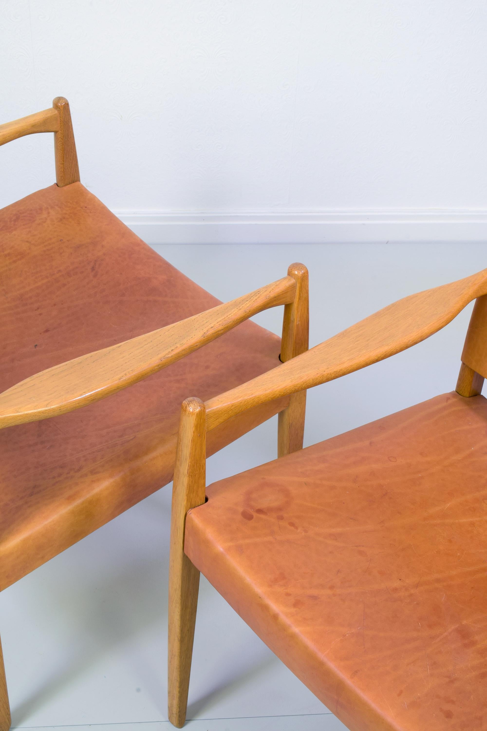 Leather Per-Olof Scotte, 'Premiär-69' Pair of Armchairs for Möbel Ikea, Designed 1967