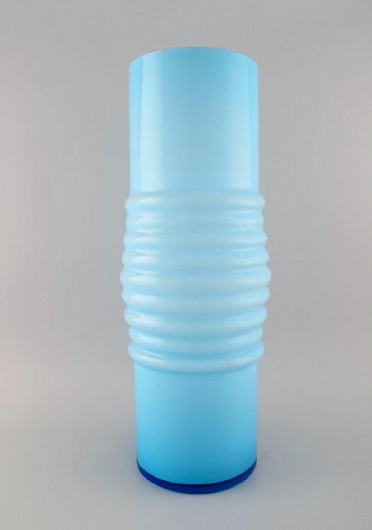 Per-Olof ström for Alsterfors. 
Large vase in light blue mouth-blown art glass. 
1960s.
Measures: 50 x 19 cm.
In excellent condition.