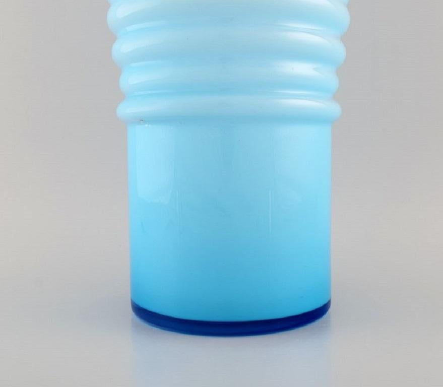 Swedish Per-Olof Ström for Alsterfors, Large Vase in Light Blue Mouth Blown Art Glass