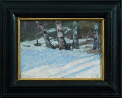 Sonnenbeleuchteter Schnee unter Birken