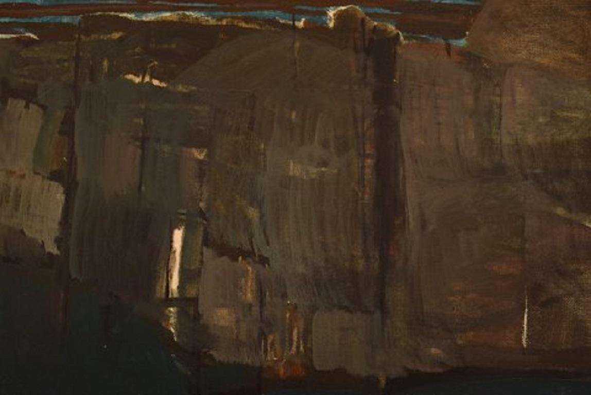 Scandinavian Modern Per Thorlin 'B. 1923', Norway, Oil on Canvas, Abstract Landscape, 1960s