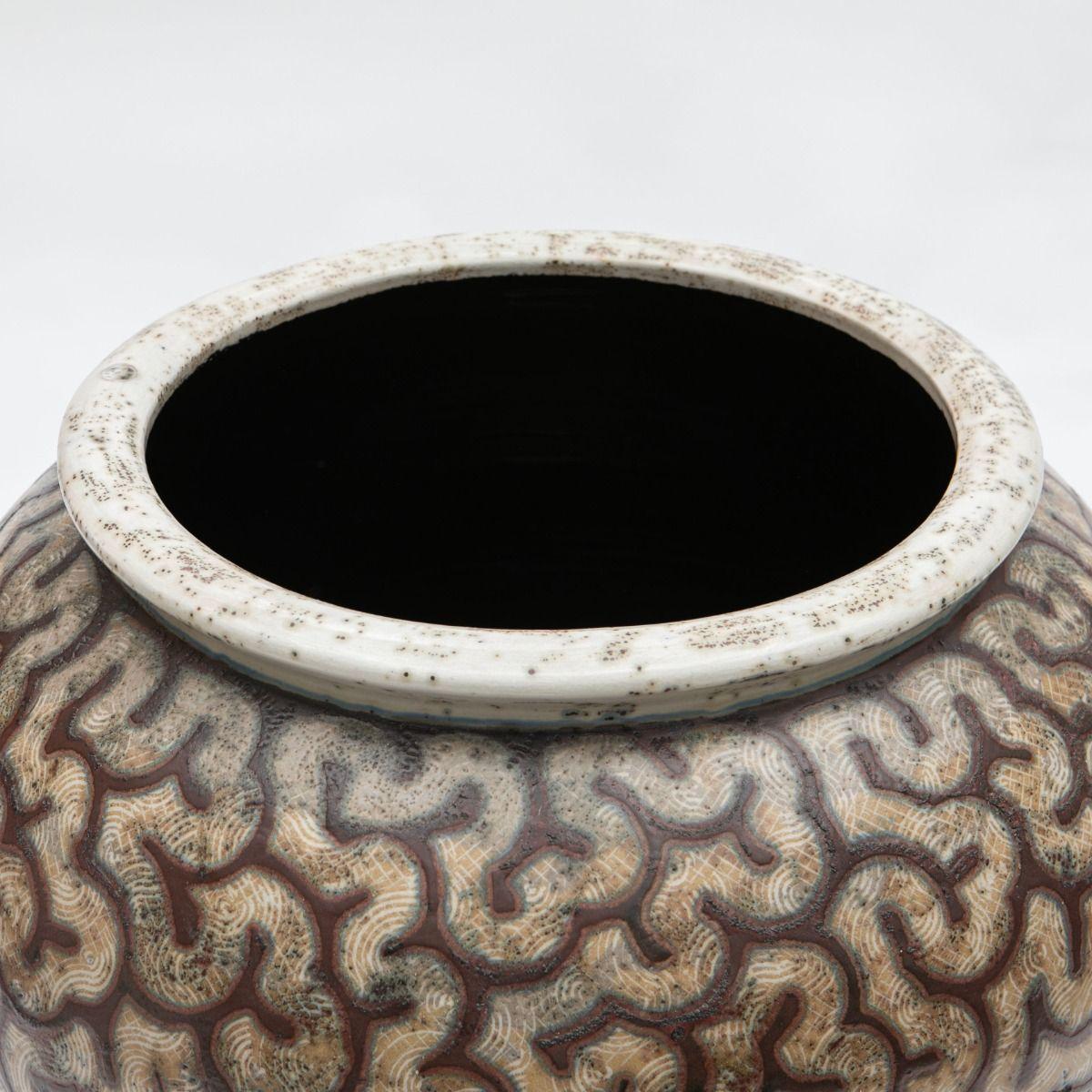 Per Weiss Colossal / Large Glazed Stoneware Floor Vase with Geometric Pattern 1