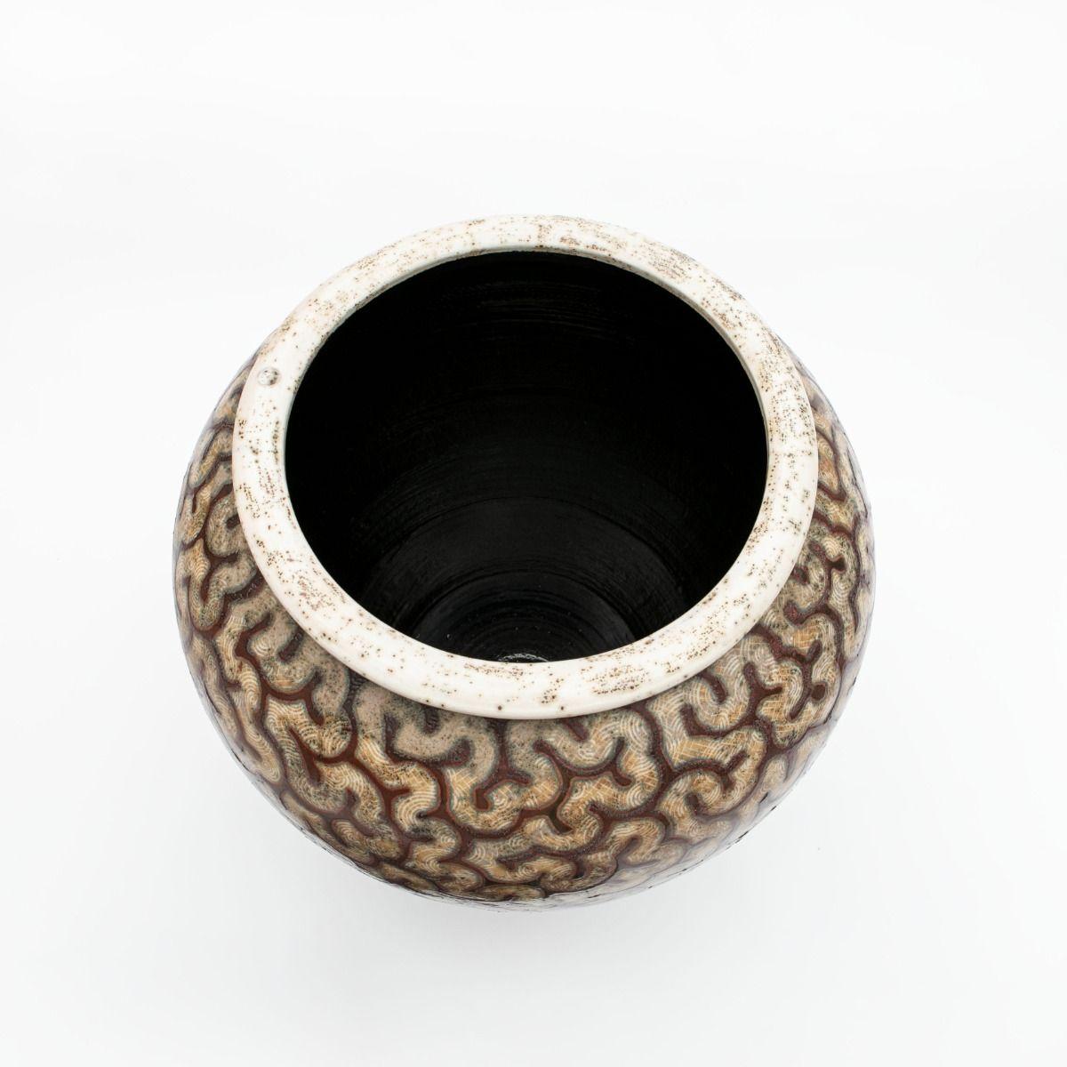 Per Weiss Colossal / Large Glazed Stoneware Floor Vase with Geometric Pattern 2