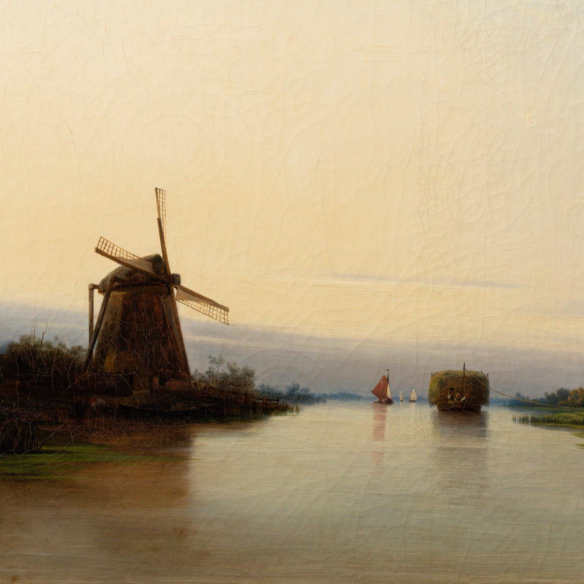 River landscape with mill, 1839
Dimensions: 51 x 70 cm (canvas)
Oil on canvas (original canvas),
Signed and dated lower left
Canvas by Legendre

Wickenberg was born in Malmö, Sweden. He was the son of an army officer. He showed an early talent for