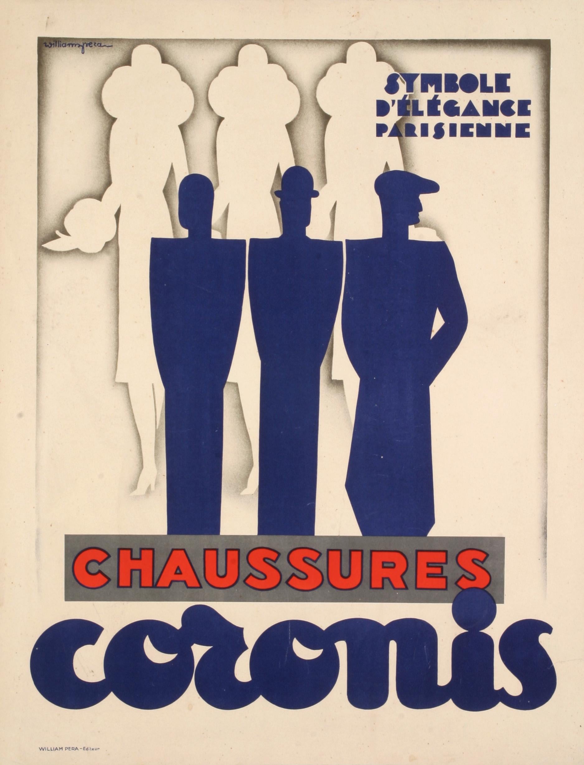 French Pera, Original Vintage Poster, Coronis Shoes, Fashion, Chic, Dressing, 1920 For Sale