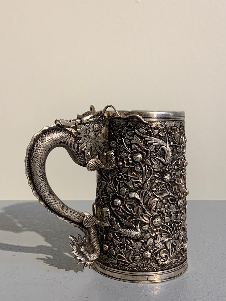 T*.様 米軍 実物 マグカップ STERLING CHINA Peranakan Chinese Export Silver Tankard with Dragon Handle, 19th