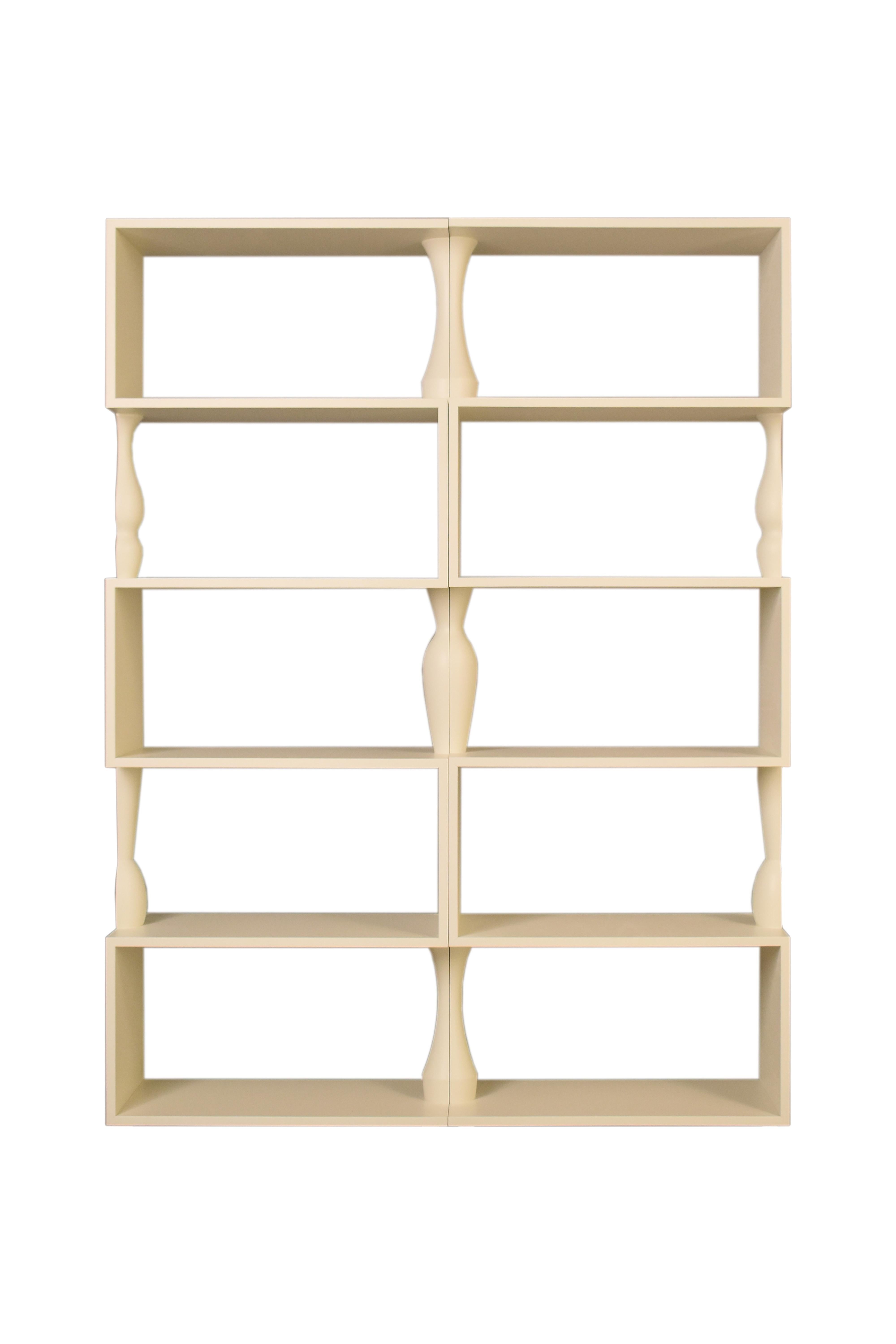 Hand-Crafted Perbacco, Contemporary Bookcase in Ash Wood with Turned Columns, by Morelato For Sale