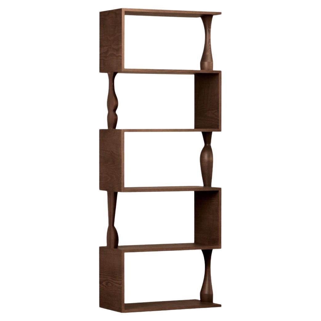 Perbacco, Contemporary Bookcase Made of Ash Wood with Hand Turned Columns For Sale