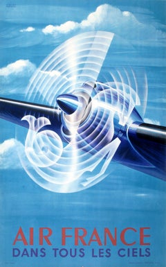 Orignial Vintage Air France - Dans Tous Les Ciels Poster by Perceval 1948