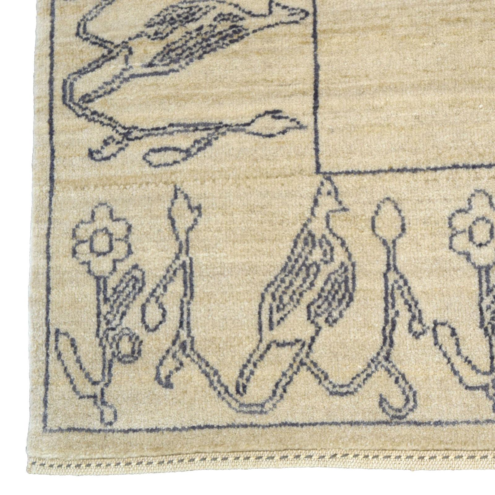 Orley Shabahang „Leopardess“ Persischer Stammes-Revival-Teppich, Neutralwolle, 6' x 9' (Wolle) im Angebot