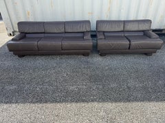 Percival Lafer 3 Seat Brown Leather Sofa and Loveseat  (lounge chairs available)