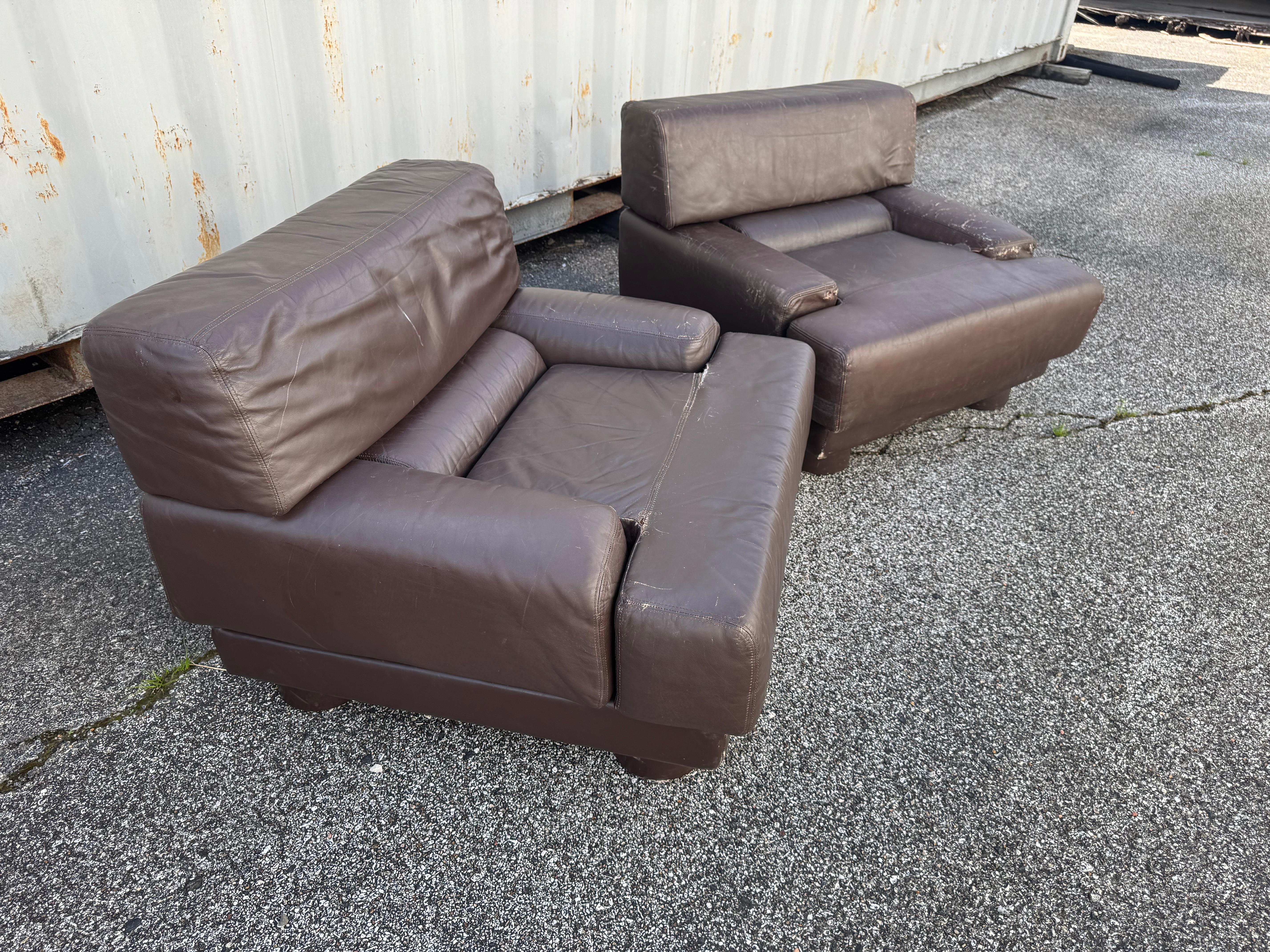 Percival Lafer 3 Seat Brown Leather Sofa and Loveseat  (lounge chairs available) In Good Condition For Sale In Pasadena, TX